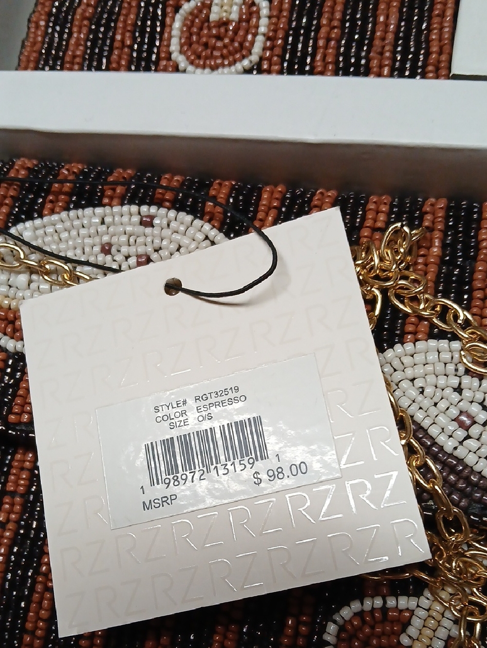 Rachel Zoe Beaded Espresso Martini Design 3 Piece Set - Clutch Card Case Charm - Picture 10 of 11